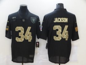 Wholesale Cheap Men\'s Las Vegas Raiders #34 Bo Jackson Black Camo 2020 Salute To Service Stitched NFL Nike Limited Jersey