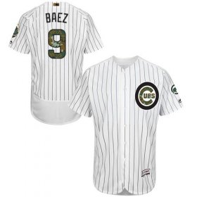 Wholesale Cheap Cubs #9 Javier Baez White(Blue Strip) Flexbase Authentic Collection Memorial Day Stitched MLB Jersey