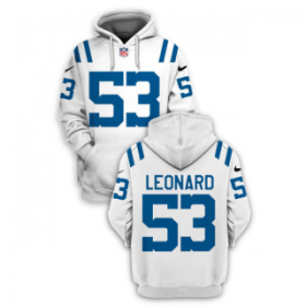 Wholesale Cheap Men\'s Indianapolis Colts #53 Darius Leonard White 2021 Pullover Hoodie