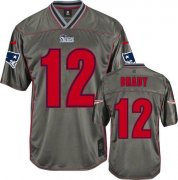 Wholesale Cheap Nike Patriots #12 Tom Brady Grey Men's Stitched NFL Elite Vapor Jersey