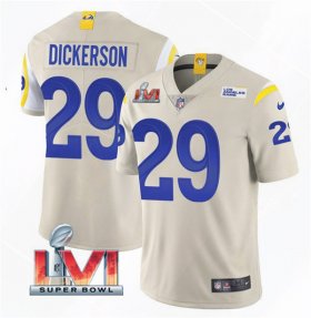 Wholesale Cheap Men\'s Los Angeles Rams #29 Eric Dickerson 2022 Bone Super Bowl LVI Vapor Limited Stitched Jersey