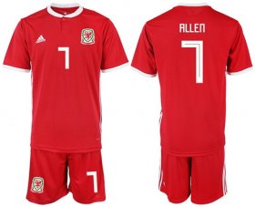 Wholesale Cheap Wales #7 Allen Red Home Soccer Club Jersey