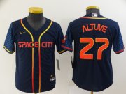 Wholesale Cheap Youth Houston Astros #27 Jose Altuve 2022 Navy Blue City Connect Cool Base Stitched Jersey