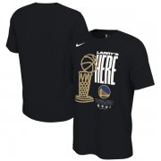 Wholesale Cheap Men's Golden State Warriors 2021-2022 Black NBA Finals Champions Trophy Celebration T-Shirt