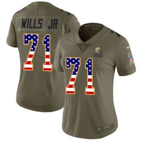 Wholesale Cheap Nike Browns #71 Jedrick Wills JR Olive/USA Flag Women\'s Stitched NFL Limited 2017 Salute To Service Jersey