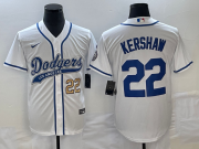 Wholesale Cheap Men's Los Angeles Dodgers #22 Clayton Kershaw Number White Cool Base Stitched Baseball Jersey