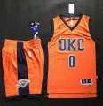 Wholesale Cheap Thunder #0 Russell Westbrook Orange Alternate A Set Stitched NBA Jersey