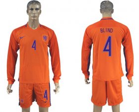 Wholesale Cheap Holland #4 Blind Home Long Sleeves Soccer Country Jersey