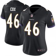 Wholesale Cheap Nike Ravens #46 Morgan Cox Black Alternate Women's Stitched NFL Vapor Untouchable Limited Jersey