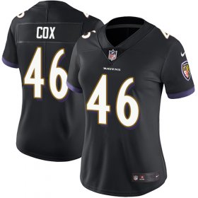 Wholesale Cheap Nike Ravens #46 Morgan Cox Black Alternate Women\'s Stitched NFL Vapor Untouchable Limited Jersey