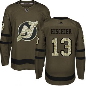 Wholesale Cheap Adidas Devils #13 Nico Hischier Green Salute to Service Stitched NHL Jersey