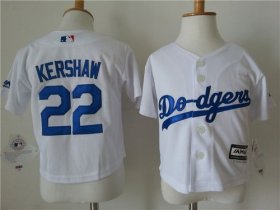 Wholesale Cheap Toddler Dodgers #22 Clayton Kershaw White Cool Base Stitched MLB Jersey