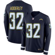Wholesale Cheap Nike Chargers #32 Nasir Adderley Navy Blue Team Color Men's Stitched NFL Limited Therma Long Sleeve Jersey