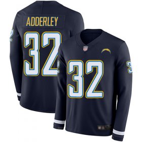 Wholesale Cheap Nike Chargers #32 Nasir Adderley Navy Blue Team Color Men\'s Stitched NFL Limited Therma Long Sleeve Jersey