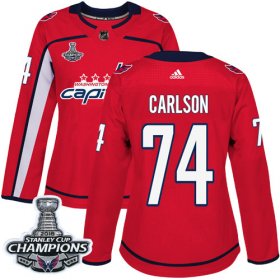 Wholesale Cheap Adidas Capitals #74 John Carlson Red Home Authentic Stanley Cup Final Champions Women\'s Stitched NHL Jersey