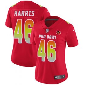 Wholesale Cheap Nike Bengals #46 Clark Harris Red Women\'s Stitched NFL Limited AFC 2018 Pro Bowl Jersey