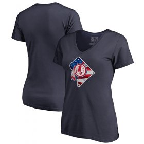 Wholesale Cheap Women\'s Washington Redskins NFL Pro Line by Fanatics Branded Navy Banner State V-Neck T-Shirt