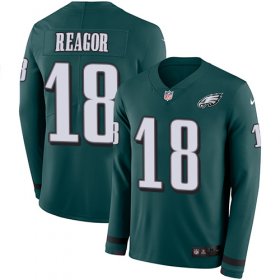 Wholesale Cheap Nike Eagles #18 Jalen Reagor Green Team Color Men\'s Stitched NFL Limited Therma Long Sleeve Jersey