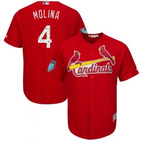 Wholesale Cheap Cardinals #4 Yadier Molina Red 2018 Spring Training Cool Base Stitched MLB Jersey