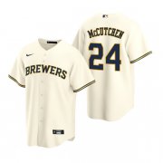 Wholesale Cheap Men's Milwaukee Brewers #24 Andrew McCutchen Cream Cool Base Stitched Jersey