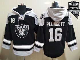 Wholesale Cheap Men\'s Las Vegas Raiders #16 Jim Plunkett NEW Black 2020 Inaugural Season Pocket Stitched NFL Pullover Hoodie