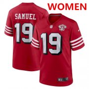 Wholesale Cheap women's san francisco 49ers #19 deebo samuel scarlet 75th anniversary nike jersey