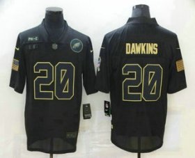 Wholesale Cheap Men\'s Philadelphia Eagles #20 Brian Dawkins Black 2020 Salute To Service Stitched NFL Nike Limited Jersey