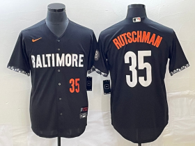 Wholesale Cheap Men\'s Baltimore Orioles #35 Adley Rutschman Number Black 2023 City Connect Cool Base Stitched Jersey
