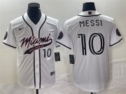 Wholesale Cheap Men's Inter Miami CF #10 Lionel Messi White Cool Base Stitched Jersey