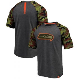 Wholesale Cheap Seattle Seahawks Pro Line by Fanatics Branded College Heathered Gray/Camo T-Shirt