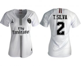Wholesale Cheap Women\'s Jordan Paris Saint-Germain #2 T.Silva Away Soccer Club Jersey