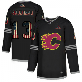 Wholesale Cheap Calgary Flames #13 Johnny Gaudreau Adidas Men\'s Black USA Flag Limited NHL Jersey