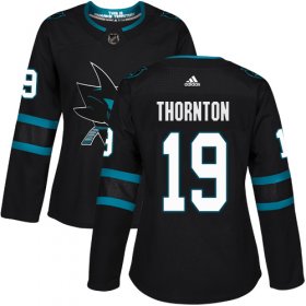Wholesale Cheap Adidas Sharks #19 Joe Thornton Black Alternate Authentic Women\'s Stitched NHL Jersey