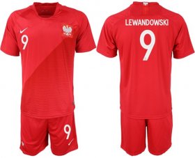 Wholesale Cheap Poland #9 Lewandowski Away Soccer Country Jersey