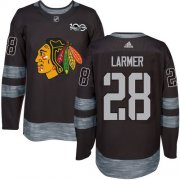 Wholesale Cheap Adidas Blackhawks #28 Steve Larmer Black 1917-2017 100th Anniversary Stitched NHL Jersey