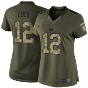 Wholesale Cheap Nike Colts #12 Andrew Luck Green Women's Stitched NFL Limited 2015 Salute to Service Jersey