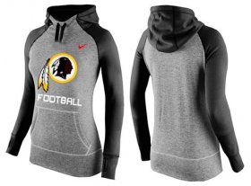 Wholesale Cheap Women\'s Nike Washington Redskins Performance Hoodie Grey & Black_1