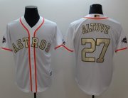 Wholesale Cheap Astros #27 Jose Altuve White 2017 World Series Champions Gold Program Cool Base Stitched MLB Jersey