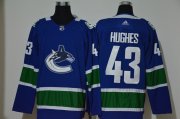Wholesale Cheap Men's Vancouver Canucks #43 Quinn Hughes NEW Blue Adidas Stitched NHL Jersey