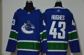Wholesale Cheap Men\'s Vancouver Canucks #43 Quinn Hughes NEW Blue Adidas Stitched NHL Jersey