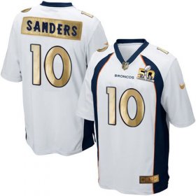 Wholesale Cheap Nike Broncos #10 Emmanuel Sanders White Men\'s Stitched NFL Game Super Bowl 50 Collection Jersey