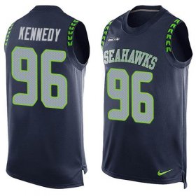 Wholesale Cheap Nike Seahawks #96 Cortez Kennedy Steel Blue Team Color Men\'s Stitched NFL Limited Tank Top Jersey