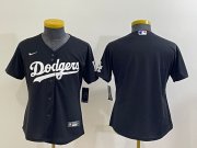 Wholesale Cheap Women's Los Angeles Dodgers Blank Black Stitched Baseball Jersey(Run Small)