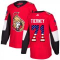 Wholesale Cheap Adidas Senators #71 Chris Tierney Red Home Authentic USA Flag Stitched NHL Jersey