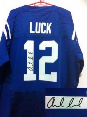 Wholesale Cheap Nike Colts #12 Andrew Luck Royal Blue Team Color Men\'s Stitched NFL Elite Autographed Jersey