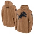 Wholesale Cheap Men's Detroit Lions 2023 Brown Salute to Service Pullover Hoodie