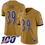 Wholesale Cheap Nike Ravens #39 Brandon Carr Gold Youth Stitched NFL Limited Inverted Legend 100th Season Jersey
