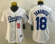 Cheap Women's Los Angeles Dodgers #18 Yoshinobu Yamamoto Number White Stitched Cool Base Nike Jersey