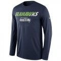 Wholesale Cheap Men's Seattle Seahawks Nike Navy Legend Staff Practice Long Sleeves Performance T-Shirt