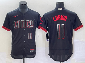 Wholesale Cheap Men\'s Cincinnati Reds #11 Barry Larkin Number Black 2023 City Connect Flex Base Stitched Jersey